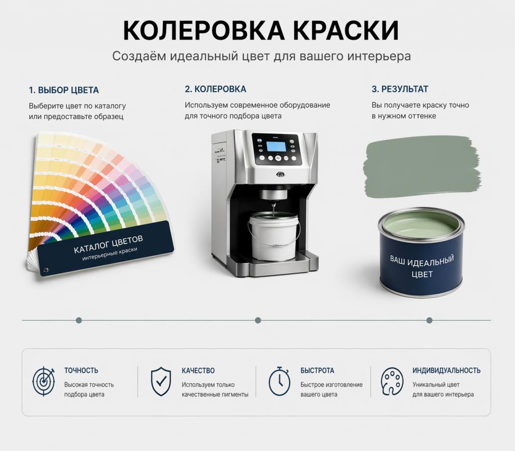 Этапы колеровки краски